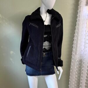 🖤 Gallery Black Faux Suede Sherpa-Lined Jacket – Size M  Sick grunge nana Osak